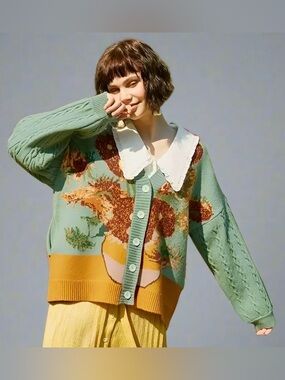 Van Gogh Vintage Cardigan Knit Sweater